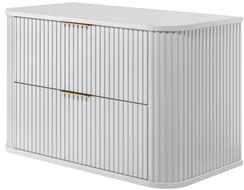 Szafka pod umywalkę Furnidea 80 cm wisząca ryflowana biała Glamour 1 szt.