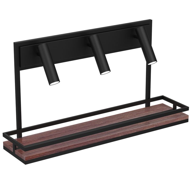 Kinkiet ścienny Luminex Shelf czarny mat-ciemne drewno 3 x GU10 x 8W IP20 wym: 54 x 102 x 25 cm - 1 szt.