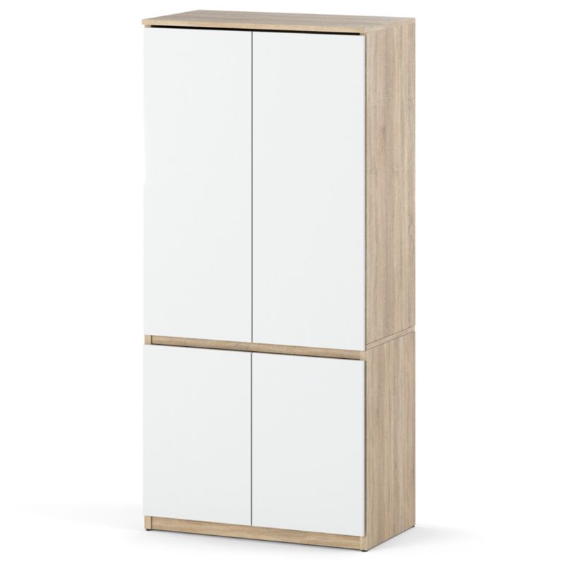 Szafa Hurtownia-Mebli 4 Drzwi Posti 80cm Dąb Sonoma Biały Mat 80x50x180 cm 1szt.