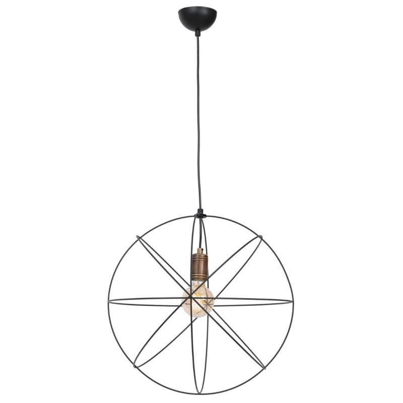 Lampa wisząca Luminex Gerid czarny mat-mosiądz antyczny-patyna wym: 130 x 45 x 45 cm 1xE27 x 15W 1 szt.