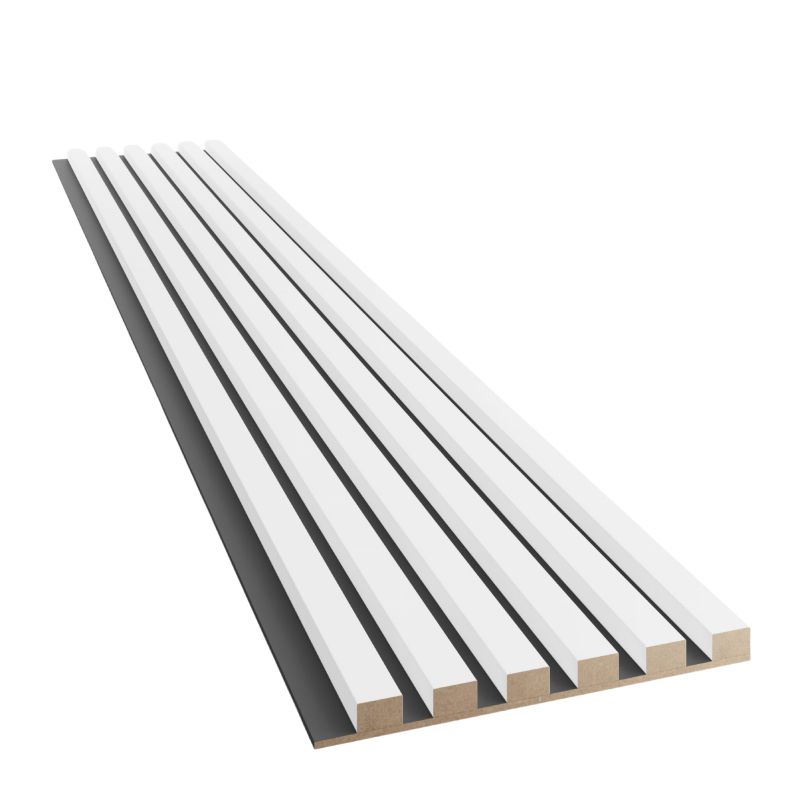 Lamele slim na czarnej płycie MDF LAMELE3D - biały mat 1 szt.