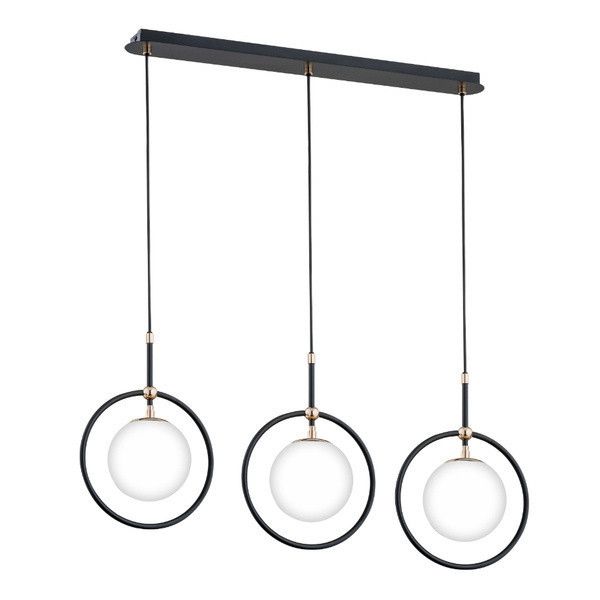 Lampa wisząca Alfa Akira 2074 czarna-stare złoto minimalistyczna 3xE14 x 10W 1 szt.