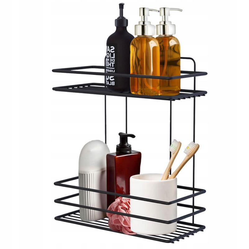 Półka łazienkowa Rodeno czarna druciana samoprzylepna 1 szt.