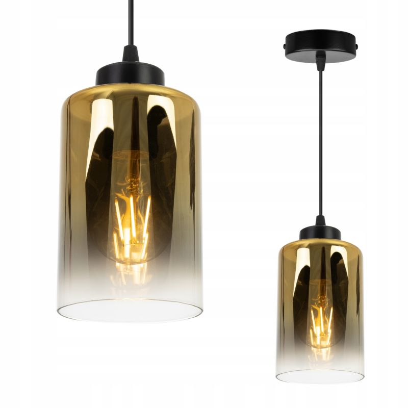 Lampa sufitowa wisząca Light Home LH Hella 1x E27 60W klosz złoty 1szt.