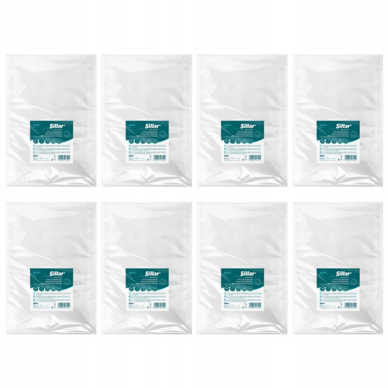 Worki próżniowe, Sillar, do pakowania żywności, zgrzewarek, moletowane, PA/PE, 20x30cm, 8 x 50szt