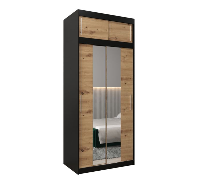 Szafa przesuwna Garderoba Abiks Tokyo 1 100 czarny + artisan z nadstawką 1 szt.