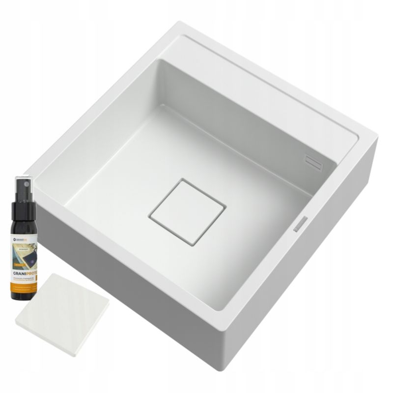 Zlewozmywak Granitowy Granitan Tavo Farmerski Jednokomorowy z Syfonem Biały 1kpl.