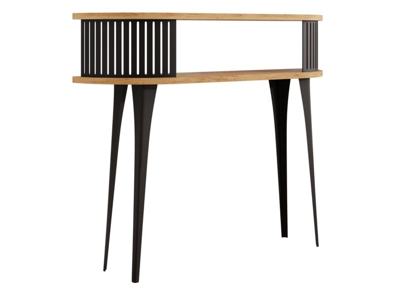 Konsola owalna MIRJAN 24 Roenni czarny/dąb craft złoty 1 szt.