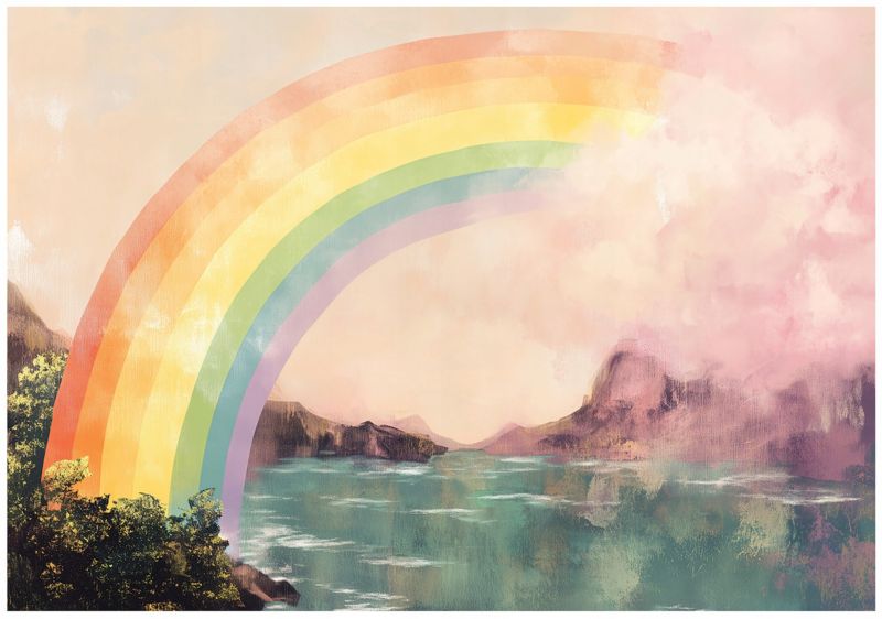 Tapeta Dziecięca WALLARENA 250x175 cm Fototapeta Dla Dziewczynki Tęcza Dekoracja Ścienna 1 szt.