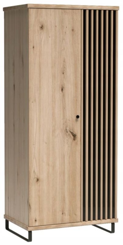 Szafa 2D Furnidea 201 cm dąb artisan czarny z wieszakiem i półkami CALI 1 szt.