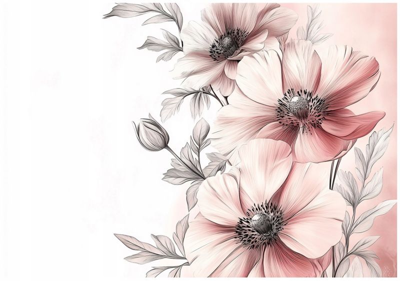 Tapeta Ścienna Różowe Kwiaty WALLARENA 350x250 cm Fototapeta Na Flizelinie 1 szt.