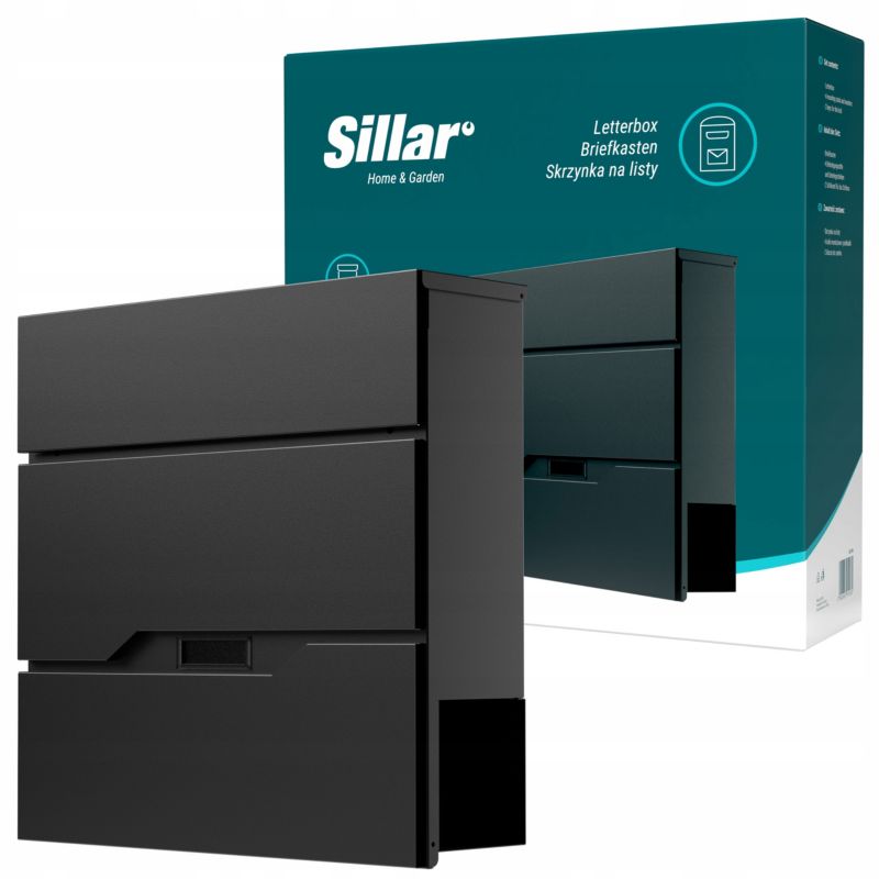 Skrzynka na listy, Sillar, z oknem adresowym, format A4, stal galwanizowana, 37x10cm, 1szt