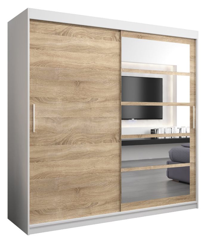 Szafa przesuwna Abiks ROMA 1 200 biały mat + sonoma 1 szt.