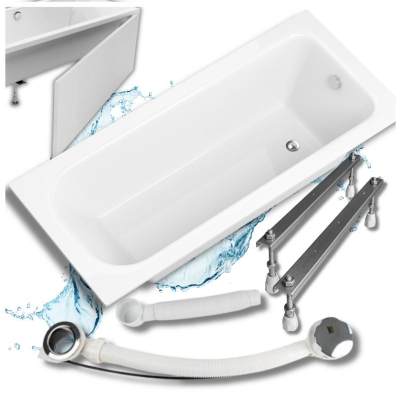 Wanna Prostokątna Akrylowa Granitan Selia biała 160x70cm Zabudowa Syfon Stelaż 1kpl.