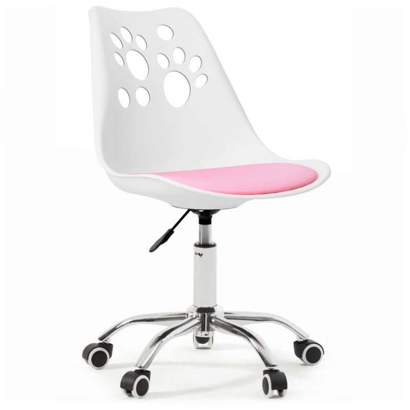 Fotel obrotowy Bauerkraft biurowy dla dzieci biało-różowy 1 szt.