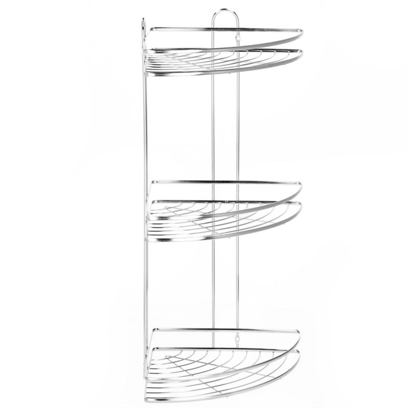 Półka łazienkowa pod prysznic Springos narożna regał 3 poziomy, wisząca, srebrna 1 szt.