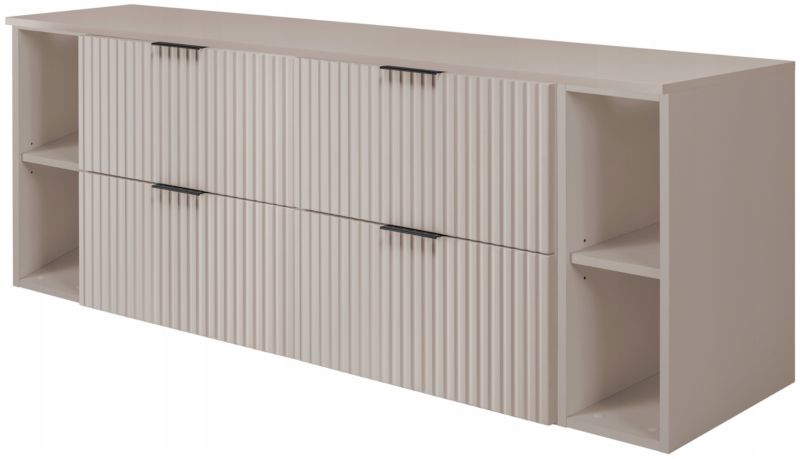 Szafka łazienkowa Furnidea 160 cm wisząca kaszmir z blatem i regałami kaszmirowymi Flow 1 szt.