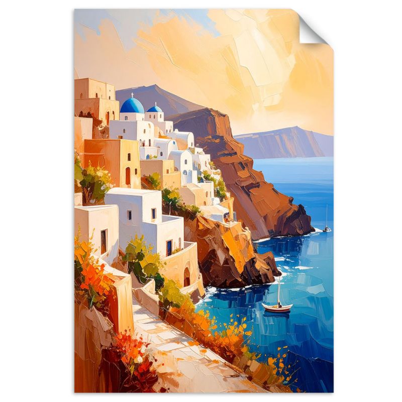 Plakaty samoprzylepne do salonu sypialni Feeby Wyspa Santorini Grecja Krajobraz 60x90cm 1szt
