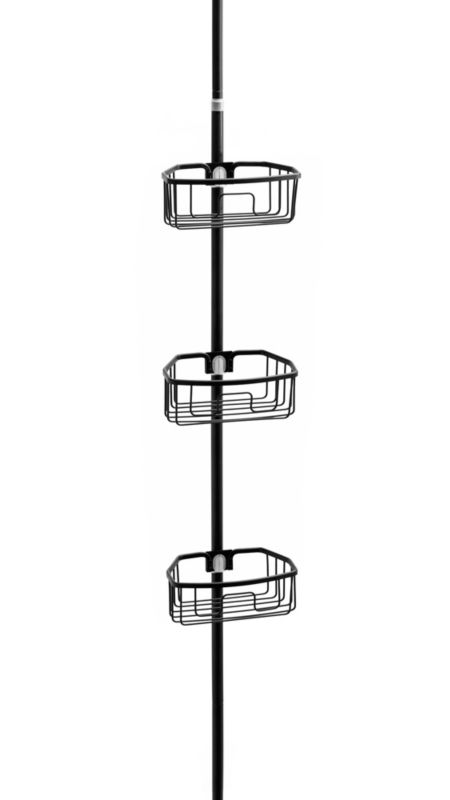 Półka teleskopowa ALUMA - Yoka Home pod prysznic aluminiowa - czarna - 1 szt.