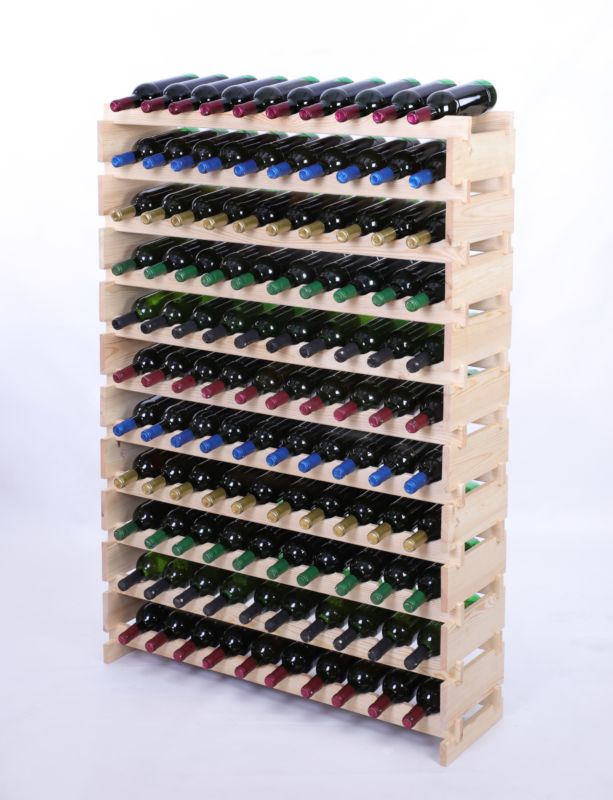 Stojak na wino MODO24 regał modułowy na butelki 11 leżni x 10 butelek montaż bez narzędzi naturalne drewno 1 szt.