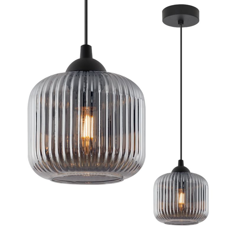 Lampa sufitowa wisząca Light Home LH Riffle Walec 1x E27 60W szary 1szt.