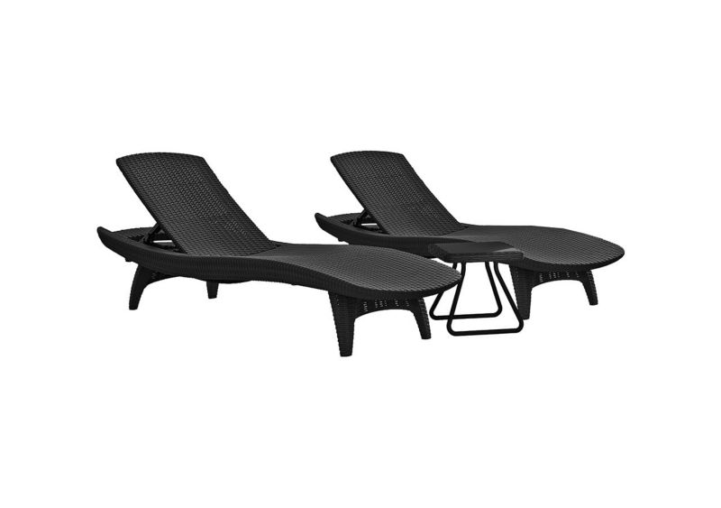 Zestaw Leżaki ogrodowe Keter Pacific 2 szt + Stolik - Grafit, 1 kpl.