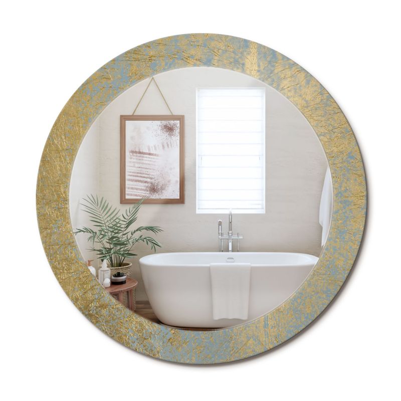 Lustro Okrągłe z Nadrukiem ArtPrintCave 70 cm Loftowy Wzór z Drukowaną Ramką do Przedpokoju 1 szt.