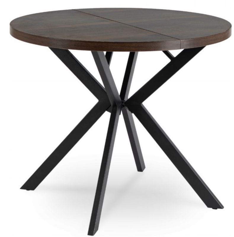 Stół Okrągły Lugo 90-190 cm Mebel Elite Rozkładany Orzech/Czarny 1 szt