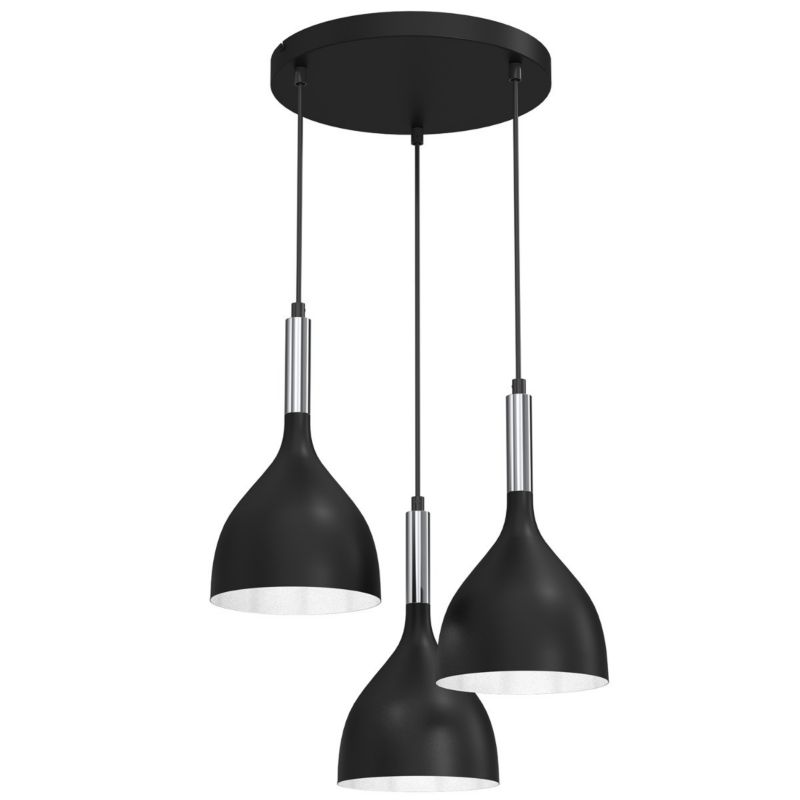 Lampa wisząca Luminex Noak czarny matowa-chromowana wym: 110 x 42 x 42 cm 3xE27 x 15W 1 szt.