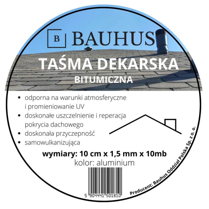 Taśma bitumiczna Bauhus dekarska wodoodporna aluminium 10 cm 1 szt.