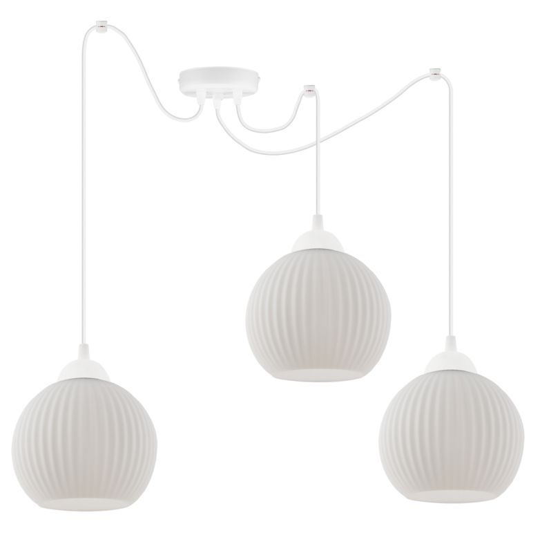 Lampa sufitowa wisząca Light Home LH Riffle Pająk Kula 3x E27 60W biały 1szt.