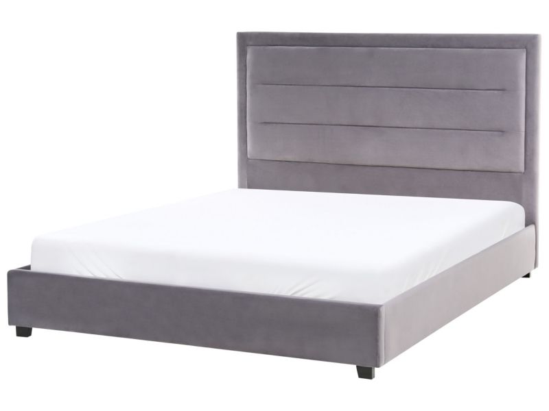 Łóżko Welur Rouen 140 x 200 cm Ciemnoszary 1 szt.