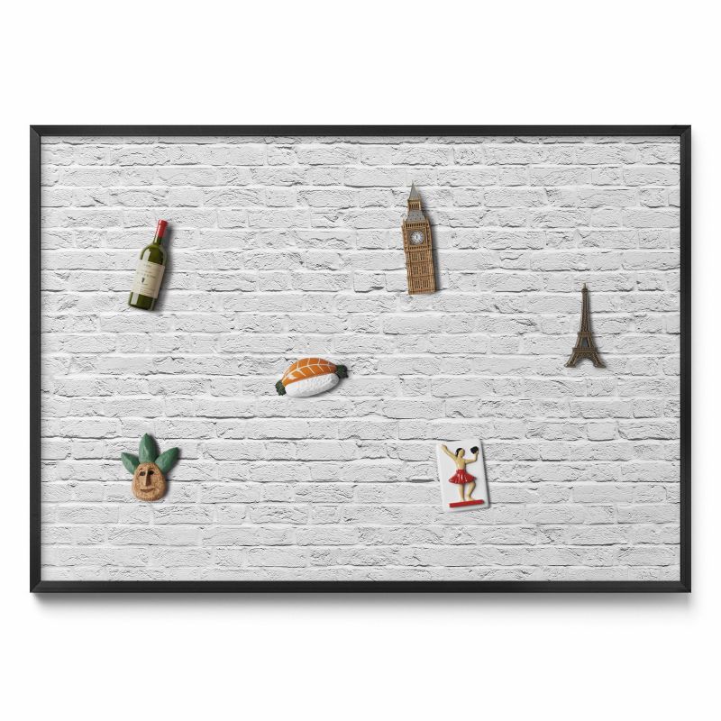 Tablica magnetyczna na ścianę Tulup 100x70 cm Ceglana ściana jasny mur w czarnej ramie 1 szt.