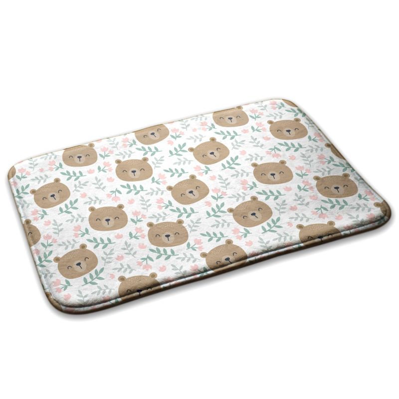 Dywanik dla dzieci Tulup 75x45cm Misie i kwiaty Miękki i antypoślizgowy 1 szt.