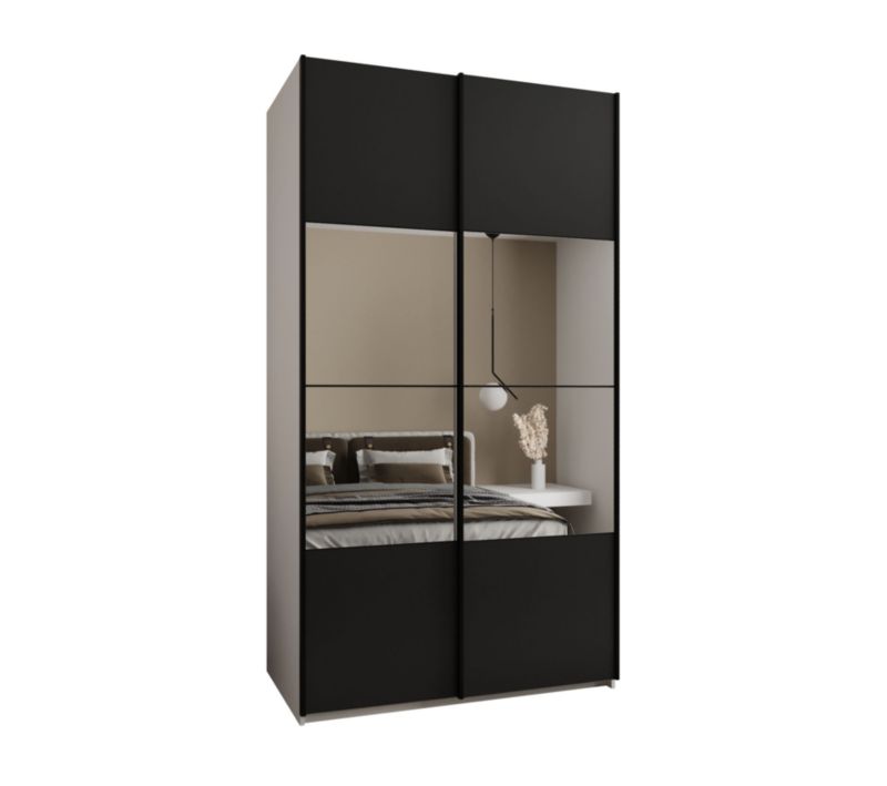 Szafa przesuwna Abiks LUX 4 wysoka szer.140cm biały/czarny/czarny 1szt.