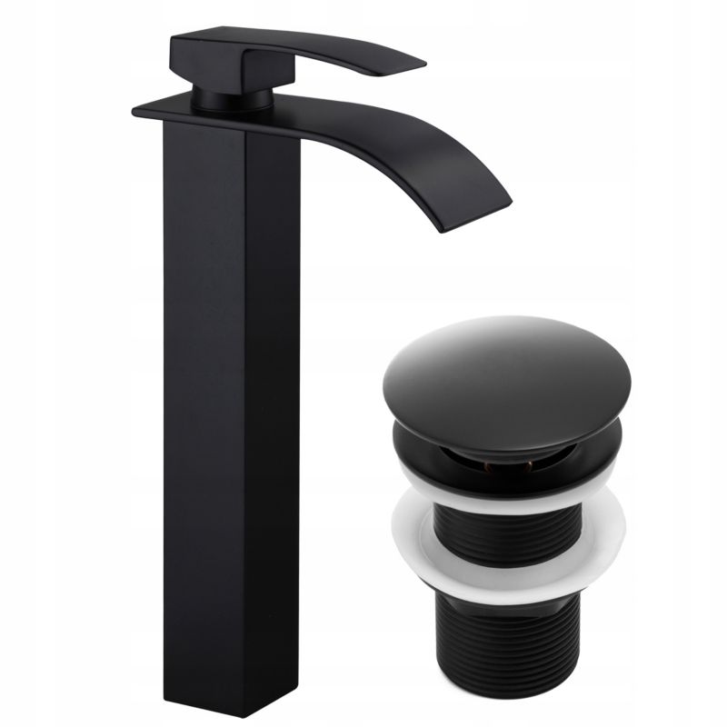 Zestaw NIAGARA Yoka Home bateria do umywalki wysoka stojąca i korek klik-klak czarny -1 szt.