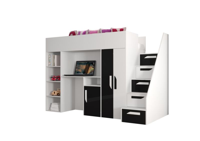 Łóżko piętrowe Antresola Abiks PARTY 14 biały + czarny 1 szt.