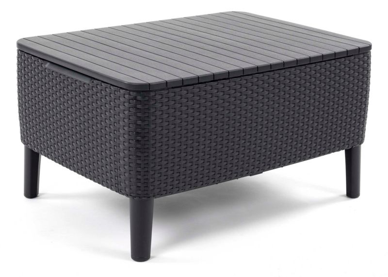 Stolik ogrodowy Keter Salemo 76x56x41,5cm ze schowkiem Grafitowy 1 szt.
