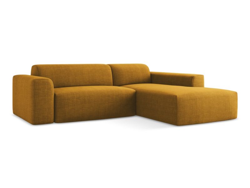 Narożnik prawostronny LaMiaSofa BOVA z tkaniny strukturalnej 270x190 cm musztardowy 1 szt.