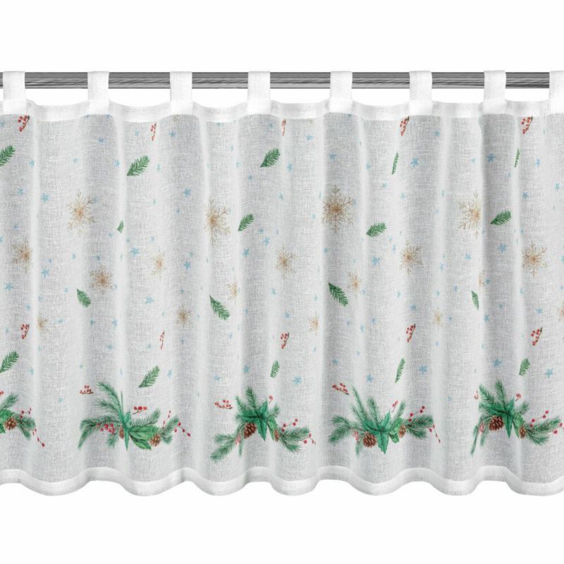 Zazdrostka Świąteczna Eurofirany 60X150 cm Biała Gałązka Jodły 1 szt.