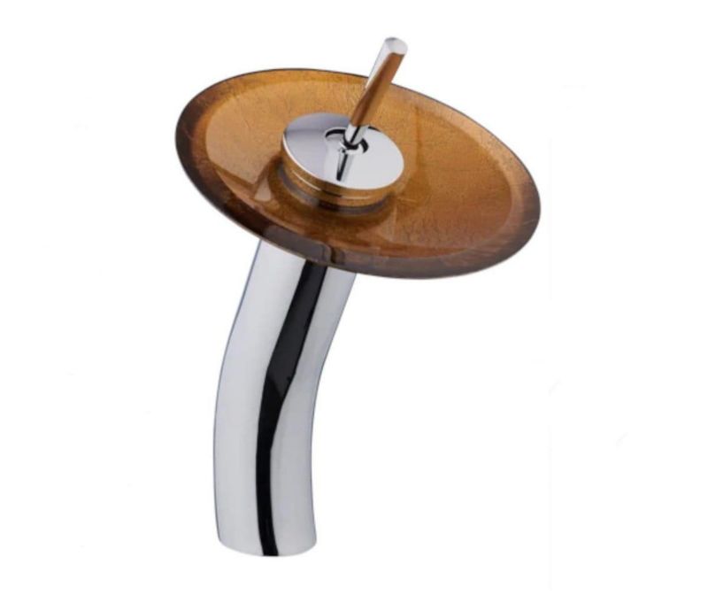 Bateria umywalkowa Domotechnika szklana wodospad chrom szkło złoto 1 szt.