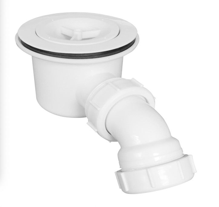 Syfon z odpływem do brodzika SEVANTE wys 89.5mm szer 118.95mm biały 1szt.