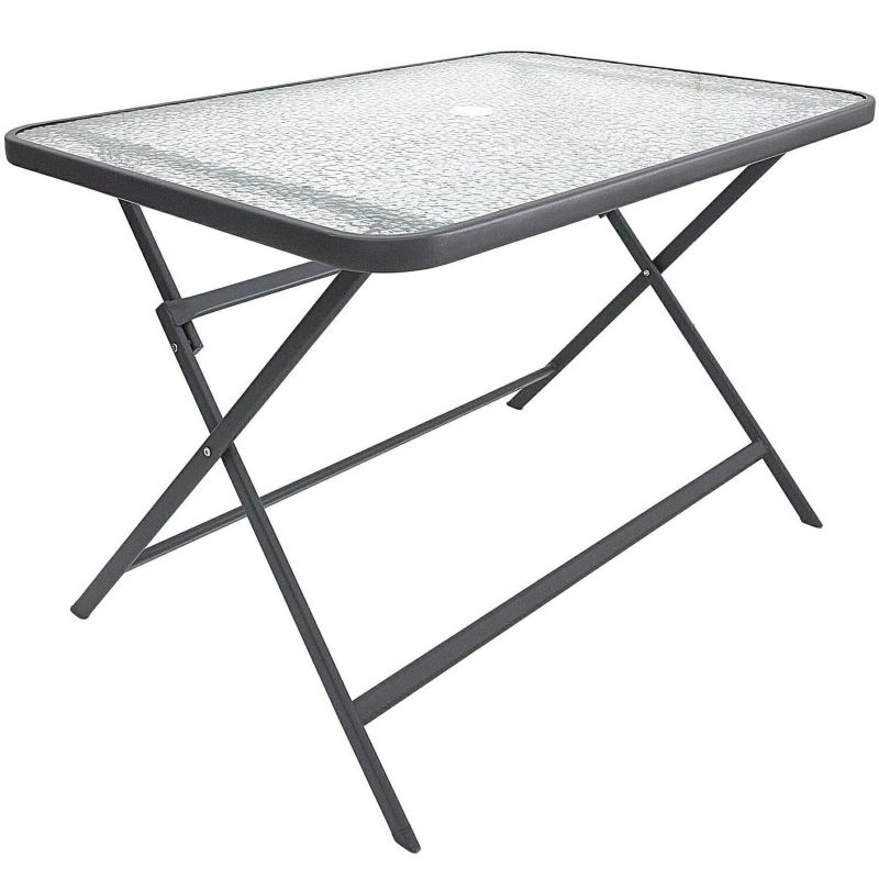 Stół ogrodowy szklany Formentera INTESI nowoczesny składany szary 110x75 cm na taras 1 szt.