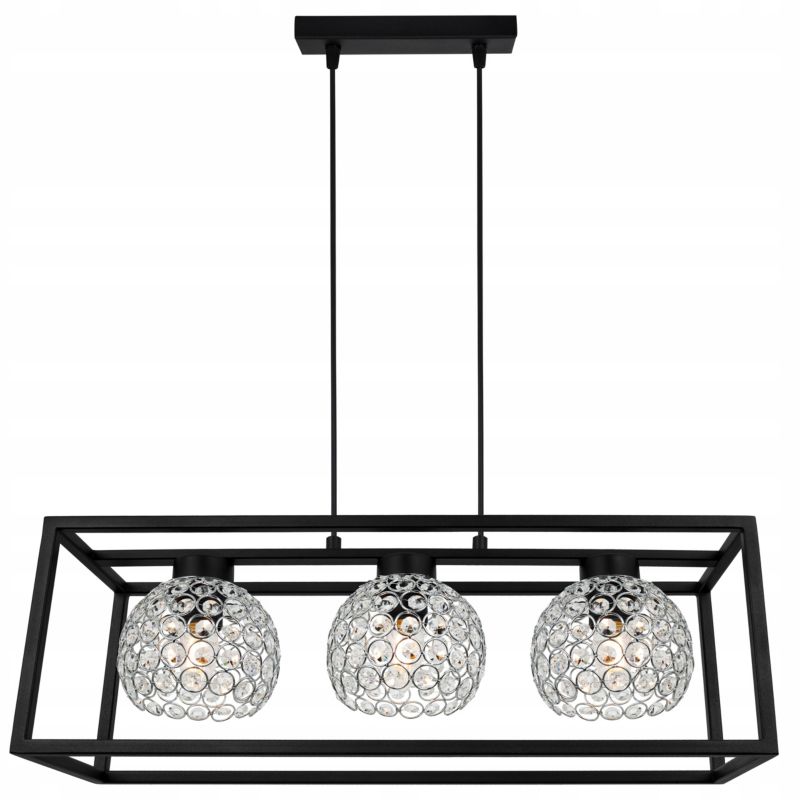 Lampa sufitowa wisząca Light Home LH Crystal Cage 3x E27 60W kryształki czarny/srebrny 1szt.