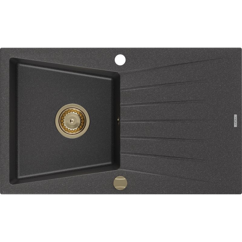 Zlewozmywak wpuszczany Mexen Cesar 1-komorowy czarny nakrapiany 775x470 mm 6514771010-76-G