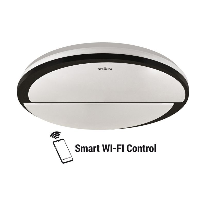 Plafon sufitowy Struhm Polar czarno-biały LED 48W 3000K-6500K 3540lm łazienkowy IP44 wym: 8 x 48 x 48 cm - 1 szt.