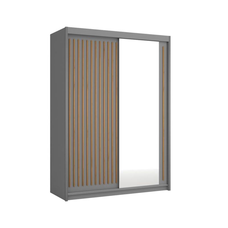 Szafa przesuwna Bettso Lay 105 cm designerska z lamelami w kolorze dąb wotan szary 1szt.