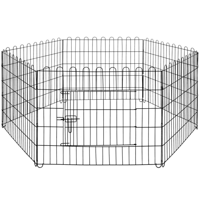 Kojec dla zwierząt metalowy Springos wybieg dla szczeniaków klatka dla psa 165x85 cm czarna 1 szt.