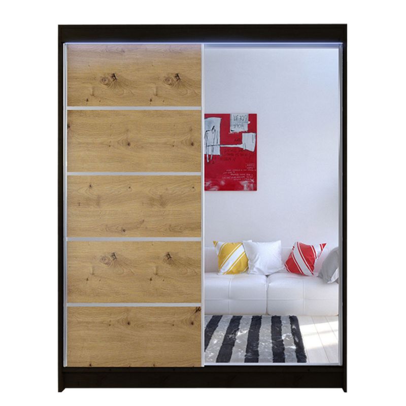 Szafa MIRJAN 24 z drzwiami przesuwnymi Camino III z oświetleniem RGB czarny/dąb artisan 1 szt.