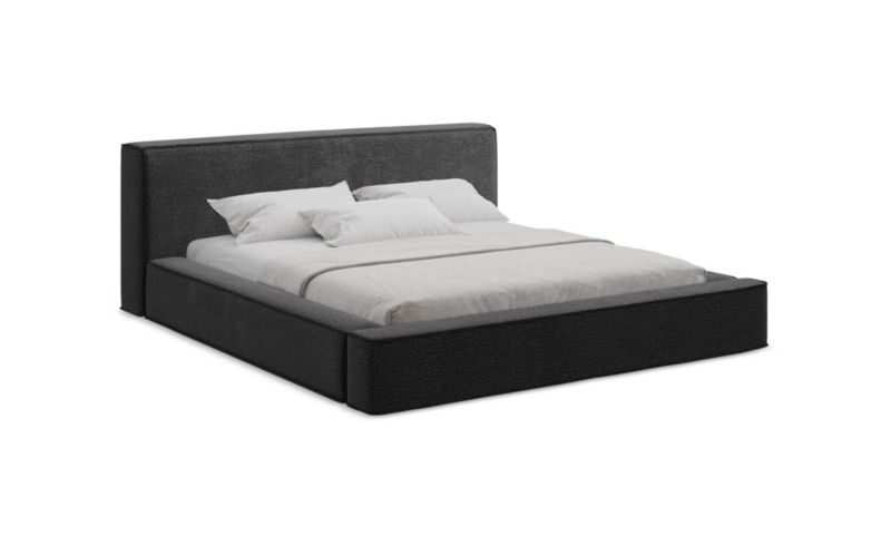 Tapicerowane łóżko z pojemnikiem LaMiaSofa Noho Tkanina fakturowana 140x200 Antracyt 1 szt.